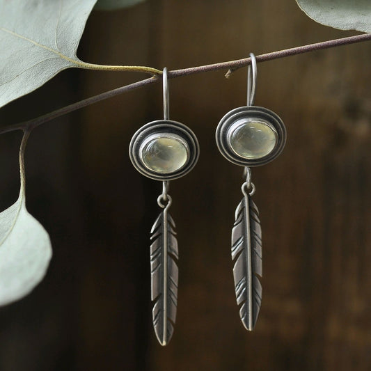 Bohemian retro simple feather earrings